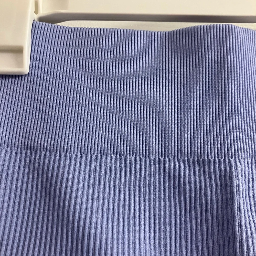 💙2 Piece Set: Periwinkle Ribbed Matching Sports Bra Biker Shorts Workout Set - Picture 9 of 10